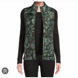 Avia Green Floral Print Puffer Vest